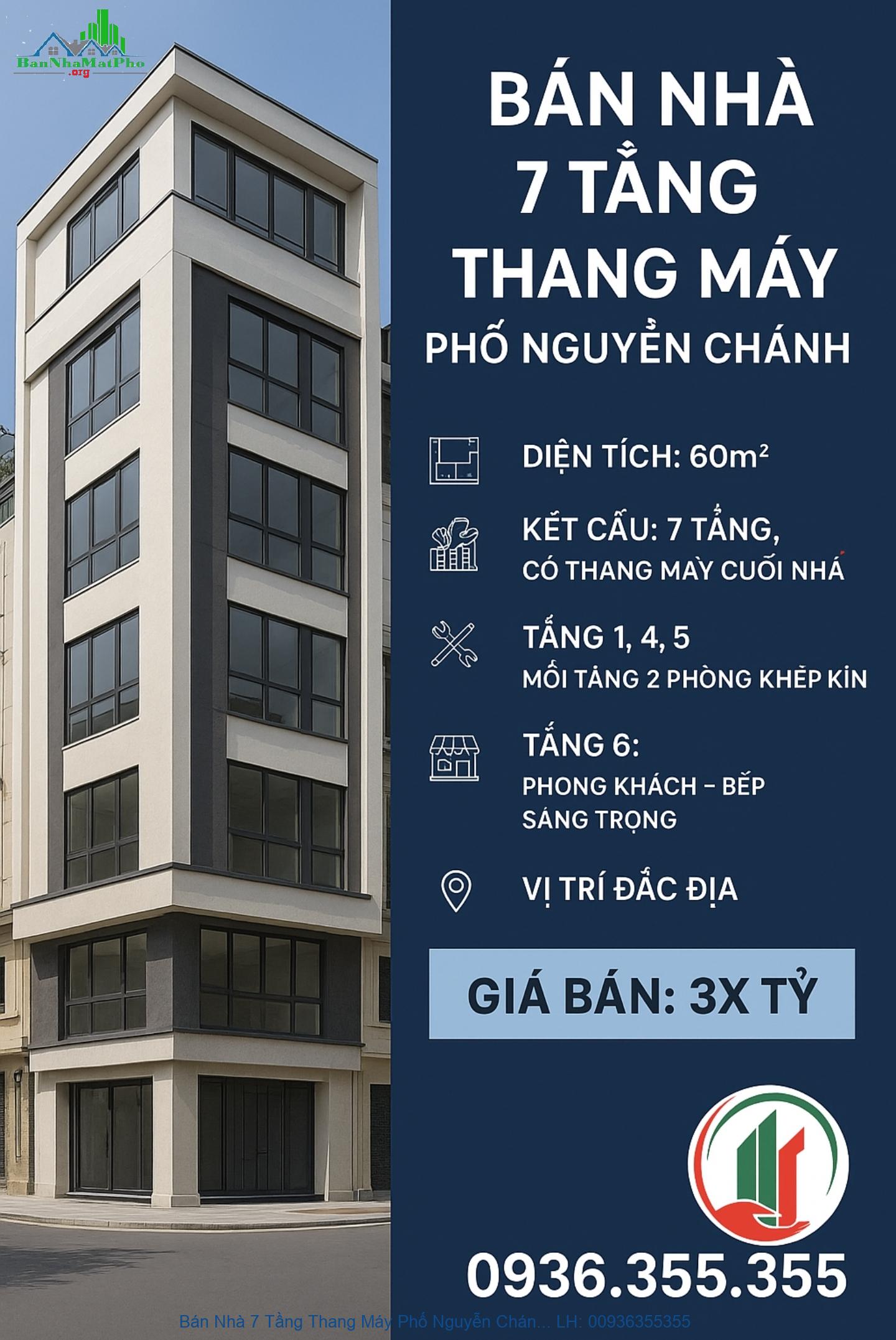 Bán Nhà 7 Tầng Thang Máy Phố Nguyễn Chánh, Cầu Giấy – 60m², giá 3x tỷ